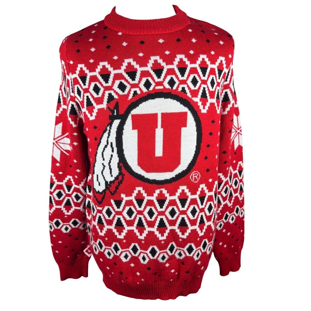 University of Utah Utes Campus Specialties Ugly Christmas Sweater Red Mens Large
